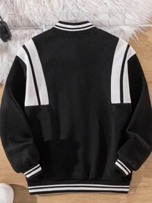 Áo khoác cardigan dệt kim họa tiết chữ thể thao thường ngày cho bé trai tuổi mới lớn - màu đen - Xem 2
