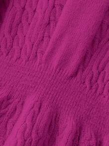 SHEIN Clasi 女士纯色圆领长袖休闲毛衣连衣裙 - 玫紅色 - 查看 4