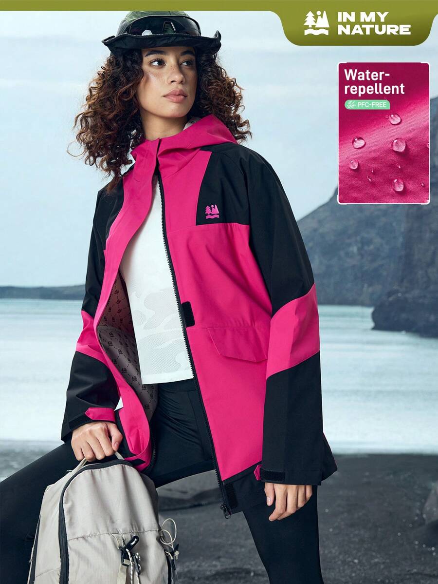 In My Nature Damen Outdoor Windjacke, minimalistischer Modestil für den täglichen Lässig Gebrauch - Heißes Pink - Übersicht 1