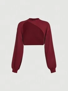SHEIN MOD 2pcs Grey Asymmetrical Versatile Women Sweatshirts Set In Fall/Winter - Burgundy - View 7