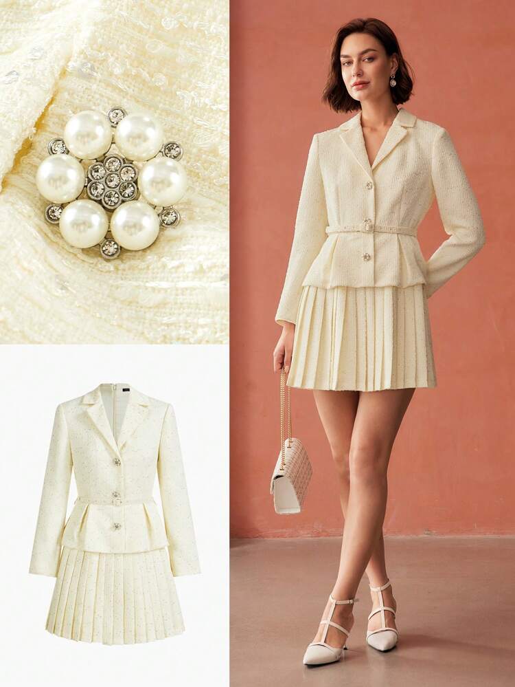 TWEED PLEATED DRESS