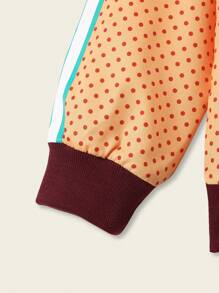 SHEIN Conjunto de 2 Peças para Meninos Pré-Adolescentes: Jaqueta de Motociclista com Estampa de Bolinhas Amarelas e Calça Jogger para Esportes ao Ar Livre - Multicolorido - Visão 4