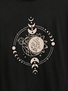 Manfinity Homme Eid Mubarak  Ramadan Men's Round Neck Short Sleeve Printed Casual T-Shirt - Black - View 3