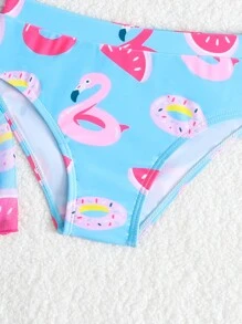 Young Girl Casual Minimalist Swimwear Set - Camisole Top, Underwear And Cover-Up Summer Holiday - Multicolor - View 5