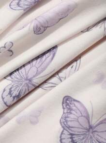 DAZY 女士休闲长袖蝴蝶全身印花宽松睡衣睡袍 - 杏色 - 查看 7