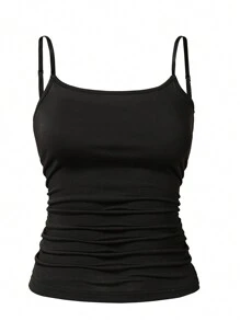 3pcs Teen Girl Casual All-Match Layered Cami Top, Simple And Versatile Design For Daily Wear - Black and White - View 5