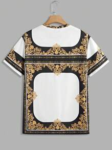 Manfinity Homme Męski graficzny nadruk, okrągły dekolt, krótki rękaw, top i spodenki, swobodny strój