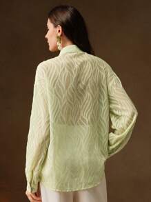 Anewsta Blusa transparente de manga larga, estilo casual, con bordados y cuentas florales, en estilo retro francés, como un conjunto de Año Nuevo