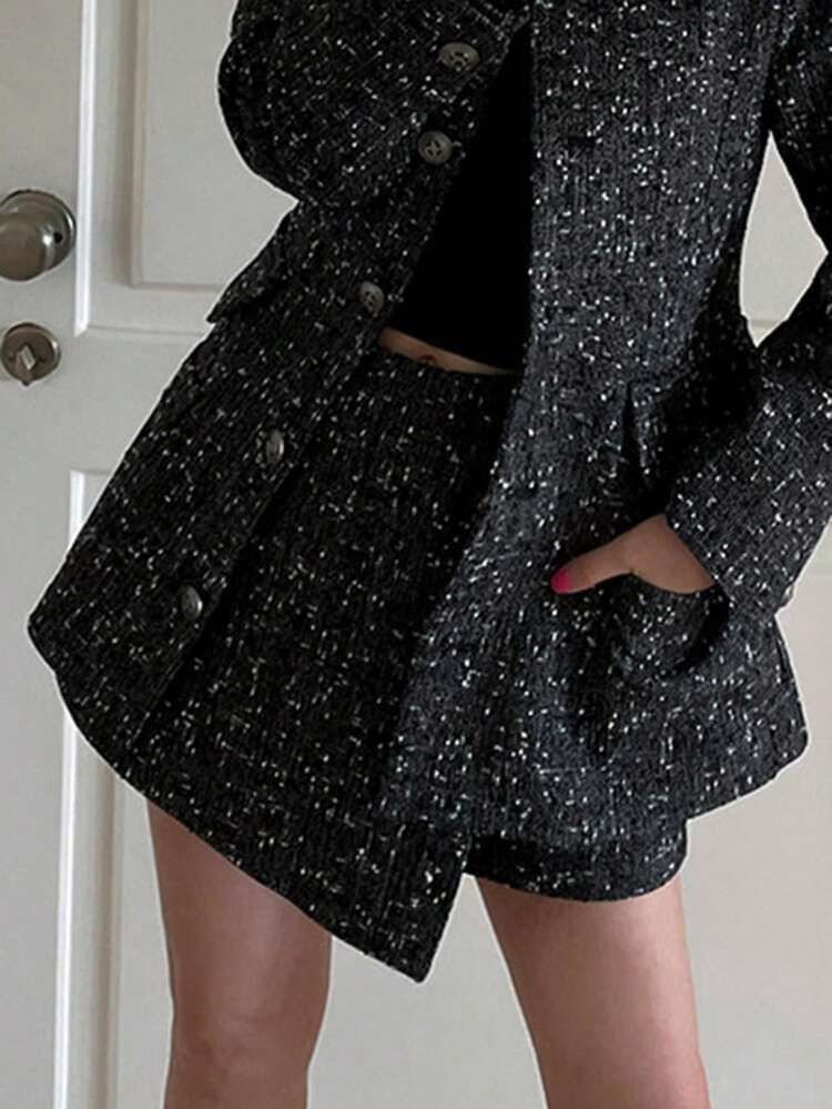 Women's Asymmetrical Metallic Threads Minimalist Casual Skirt, Suitable For Vacation
