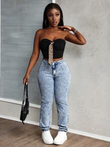 SHEIN Slayr Women's High Waist Skinny Casual Versatile Denim Jeans