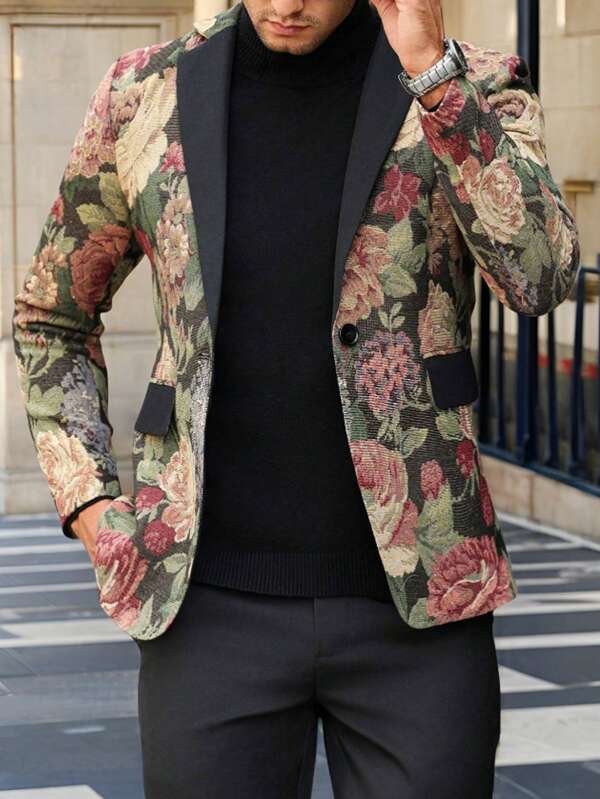 Manfinity Mode Plus Size Men's Minimalist Fashion Casual Blazer, Daily Wear