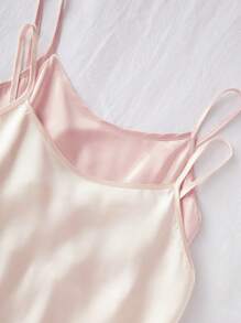 SilkySpell 2pcs/Set Women Imitation Silk Backless Tie Strap Nightgown Babydoll Sleepwear Luxe Loungewear - Multicolor - View 4