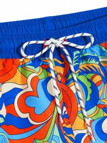 Manfinity Swimmode Plus Size Men's Casual Minimalist Beach Shorts, Everyday Wear Men Swim Trunks