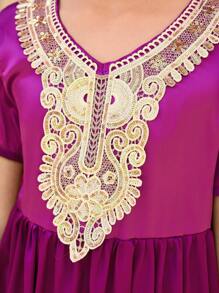 Conjunto informal de 2 piezas de malla para niñas preadolescentes, elegante para uso diario - Multicolor - Ver 4