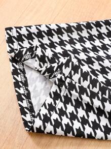 SHEIN Leap Crew 3pcs Set Tween Girls Knit Solid Plaid Leopard Pattern Solid Palazzo Pants - Khaki - View 4