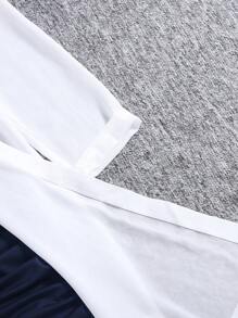 SHEIN Leap Crew 2 Pieces Set: Teen Girls' Solid Color Ruched Dress & Sheer Chiffon Blouse - Royal Blue - View 4