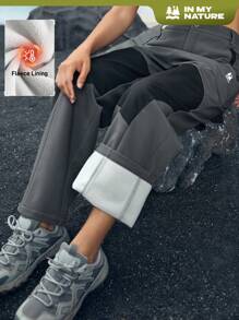 In My Nature Women's Solid Color Patchwork Front Button Pocket Casual Hiking Pants - Grey - View 8