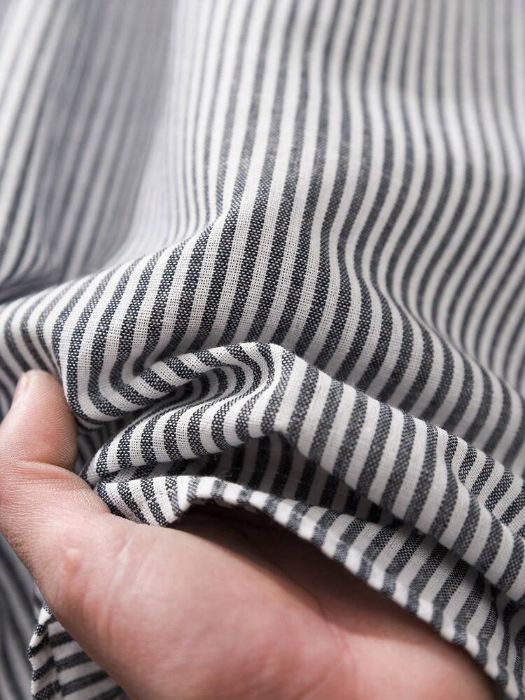 Women's Casual Striped Ruffle Short Sleeve Loose Blouse, Summer Country Women