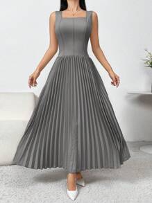 Modelyn 2 件套女士纯色长袖简约衬衫和连衣裙 2 件套 - 灰色 - 查看 5