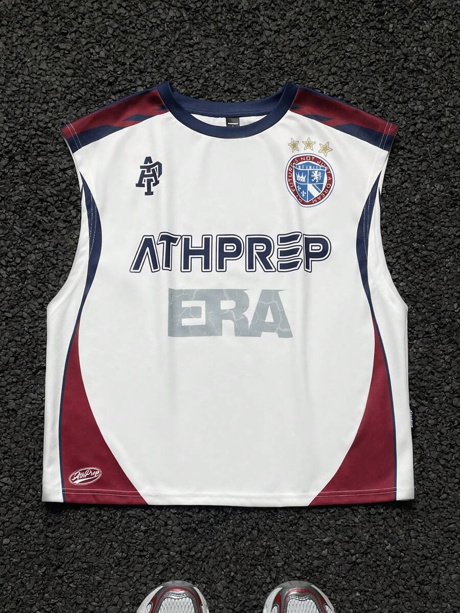 Manfinity VCAY Men's Solid Color Patchwork Round Neck Sleeveless Letter Print Casual Tank Top - Multicolor - View 1