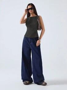 Women's Solid Color Round Neck Casual Minimalist Design Tank Top