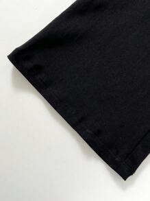 SHEIN Tween Boys Loose Casual Graphic Print Sweatpants - Black - View 5