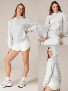 GLOWMODE Hanorac cu buzunar cangur de bază din lână de zi cu zi