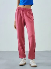 Easelle Women's Vintage Distressed Casual Fitted Red Scrape Snowflake Jogger Pants, For Autumn/Winter