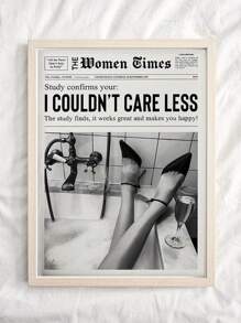 SHEIN 1pc Art, Nghệ thuật treo tường đen trắng, Bản in báo in tin tức, Trang trí xe đẩy quầy bar cổ điển, Nghệ thuật thẩm mỹ nữ tính, Bản in phụ nữ, Quà tặng cho cô ấy - Nhiều màu - Xem 10