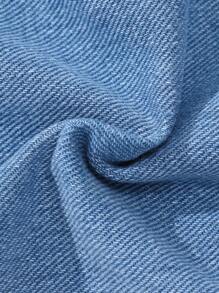 年轻女孩 Y2K 风格休闲破洞多口袋松紧腰工装洗水蓝牛仔裤 - 中等水洗藍 - 查看 6