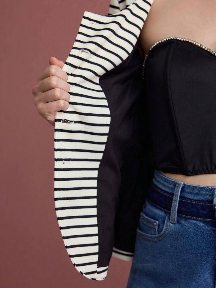 STRIPED BUTTON UP COAT