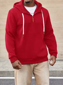 Manfinity CasualCool Men's Plus Size Front Zipper Long Sleeve Casual Red Hoodie Sweatshirt