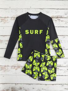 SHEIN 青少年男孩泳衣、泳裤和上衣套装 - 彩色 - 查看 6