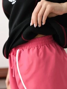 Cheerettes Hanorac cu mânecă lungă cu imprimeu cu litere, cu căptușeală termică, cu pulover grafic