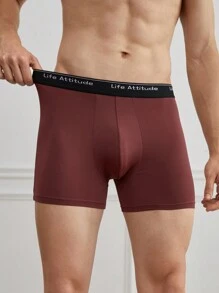 EasyFave Men's Solid Color Patchwork Slim Fit Boxer Briefs, Casual Daily Wear