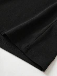 Maweii Plus Size Women Slogan & Wineglass Printed Round Neck Short Sleeve Casual Summer T-Shirt - Black - View 3