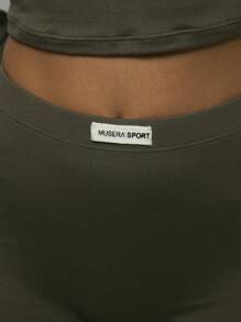 Musera Sport High Waisted Slogan Micro Shorts,Padel, Tennis, Pickleball Gym Fitness - Coffee Brown - View 5