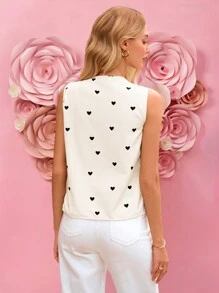 SHEIN VCAY Valentine's Day Holiday Out Dating, Shopping, Going To School, Going To Work, Love Shaped Romantic Pattern Style Female Jacket Jacket - Apricot - View 5