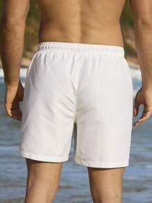 Manfinity Swimmode Men's Simple Fashionable Casual Beach Shorts For Daily Wear - Beige - View 2