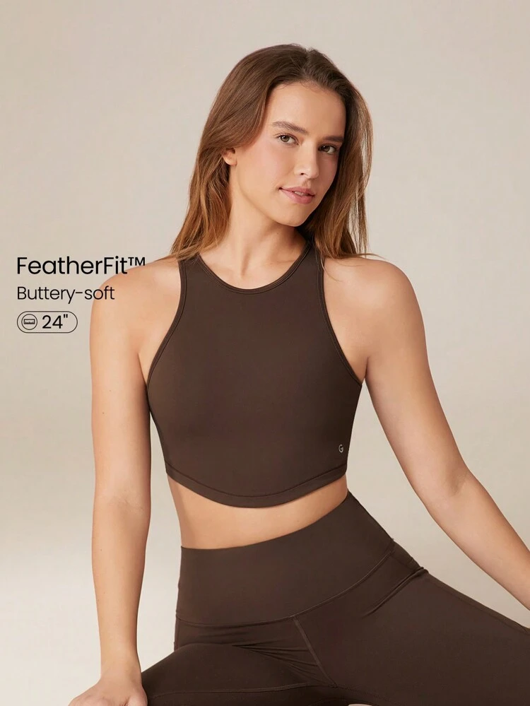 FeatherFit™ Curve Hem Bra Tank Top Low Impact Yoga Pilates Daily