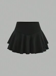 SHEIN Girlism 3pcs Tween Girls Solid Color Knit Mini Skirt + Shorts Set, Athletic Style - Multicolor - View 8