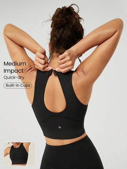 GLOWMODE حمالة رياضية ذات تأثير متوسط بياقة مستديرة قطعة واحدة برقبة هالتر