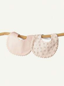 Cozy Pixies 2 件婴儿围嘴，小碎花高品质婚礼季节出牙口水围嘴，公主风格蕾丝边