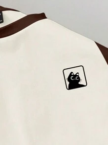 Claim Dot Camiseta de manga raglán marrón para hombres, uso casual minimalista para el día a día