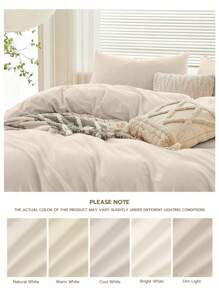 2/3 件纯色羽绒被套，带纽扣封口角带，柔软、亲肤透气、轻盈光滑，适合所有季节，床上用品套装，柔软舒适的羽绒被套，适合所有尺寸的床，1 件羽绒被套和 1/2 件枕套，Rama 睡前舒适