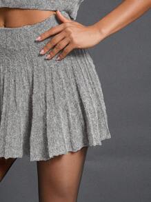 Hauture Ropa de invierno para mujer, falda de suéter plisada minimalista de talle alto de color gris carbón para uso casual, apta para uso diario, oficina, vestimenta casual de negocios, salidas, uso diario, ropa de negocios para mujeres