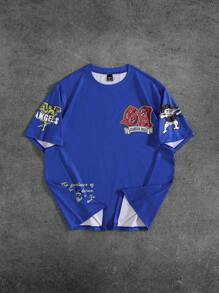 PAVTROS 男士圆领短袖印花休闲上衣，简约，男士时尚 T 恤，男士街头潮流衬衫 - 彩色 - 查看 6