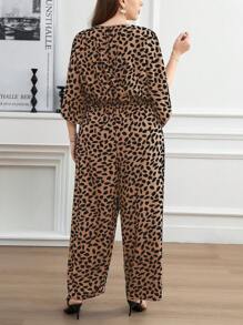 SHEIN Clasi Mono informal de mujer de cintura alta con estampado total y cuello redondo