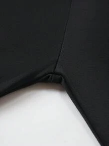 SHEIN Girls' Ruffle Hem Black Leggings, Comfortable Fashion Casual Maxi Length - Black - View 3