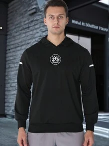 Manfinity Sport Corelite Men's Letter Print Casual Hooded Sweatshirt